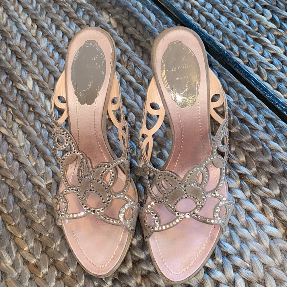 Sparkly neutral heels
